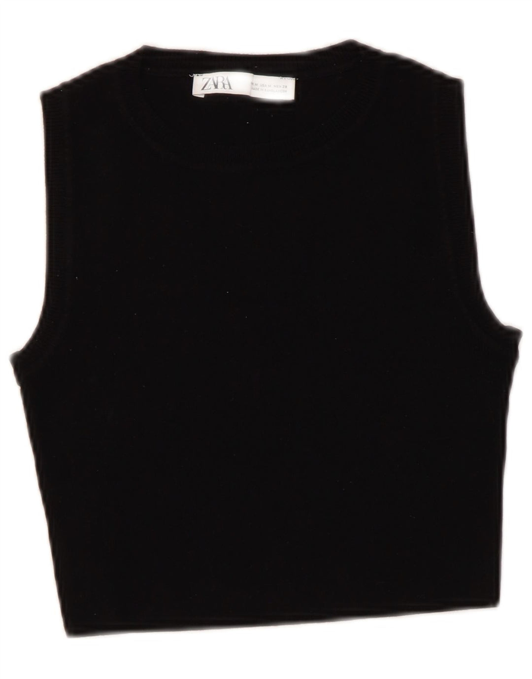 Zara Damen Crop Vest Top UK 12 Mittelschwarze Viskose