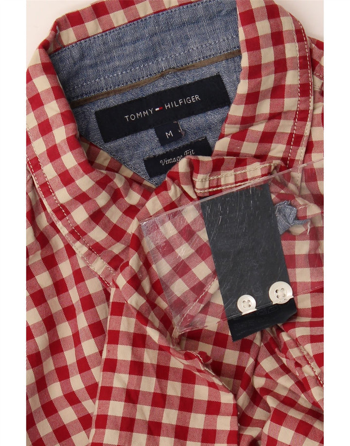TOMMY HILFIGER Herren-Flanellhemd mit Vintage-Passform, mittelrote Gingham-Baumwolle
