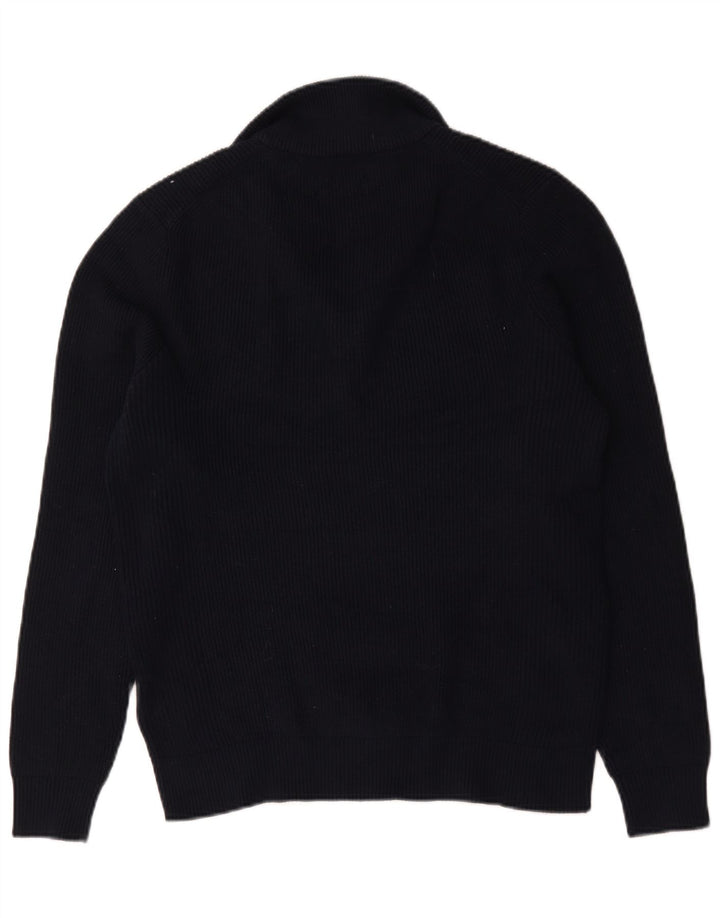 Marks & Spencer Herren-Pullover mit Reißverschluss am Hals, mittelmarineblaue Baumwolle