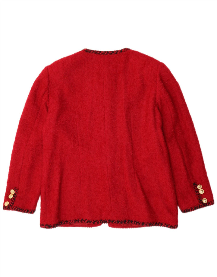 Luisa Spagnoli Damen 5-Knopf-Blazerjacke UK 16 Große rote Schurwolle