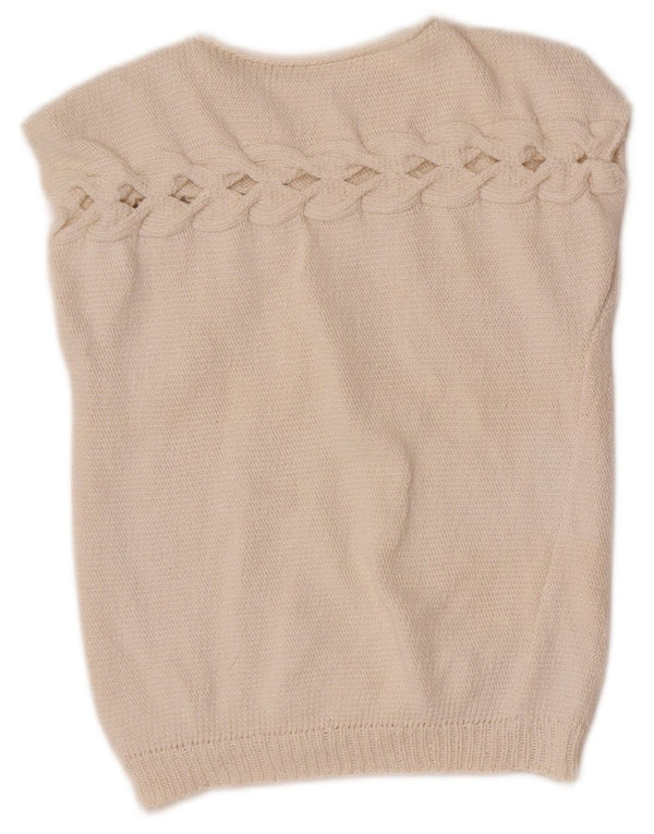 Vintage Mädchen Weste Tank Top 9-10 Jahre Beige