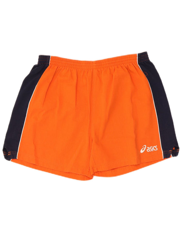 Asics Herren-Sportshorts, groß, orangefarbenes Farbblock-Polyester