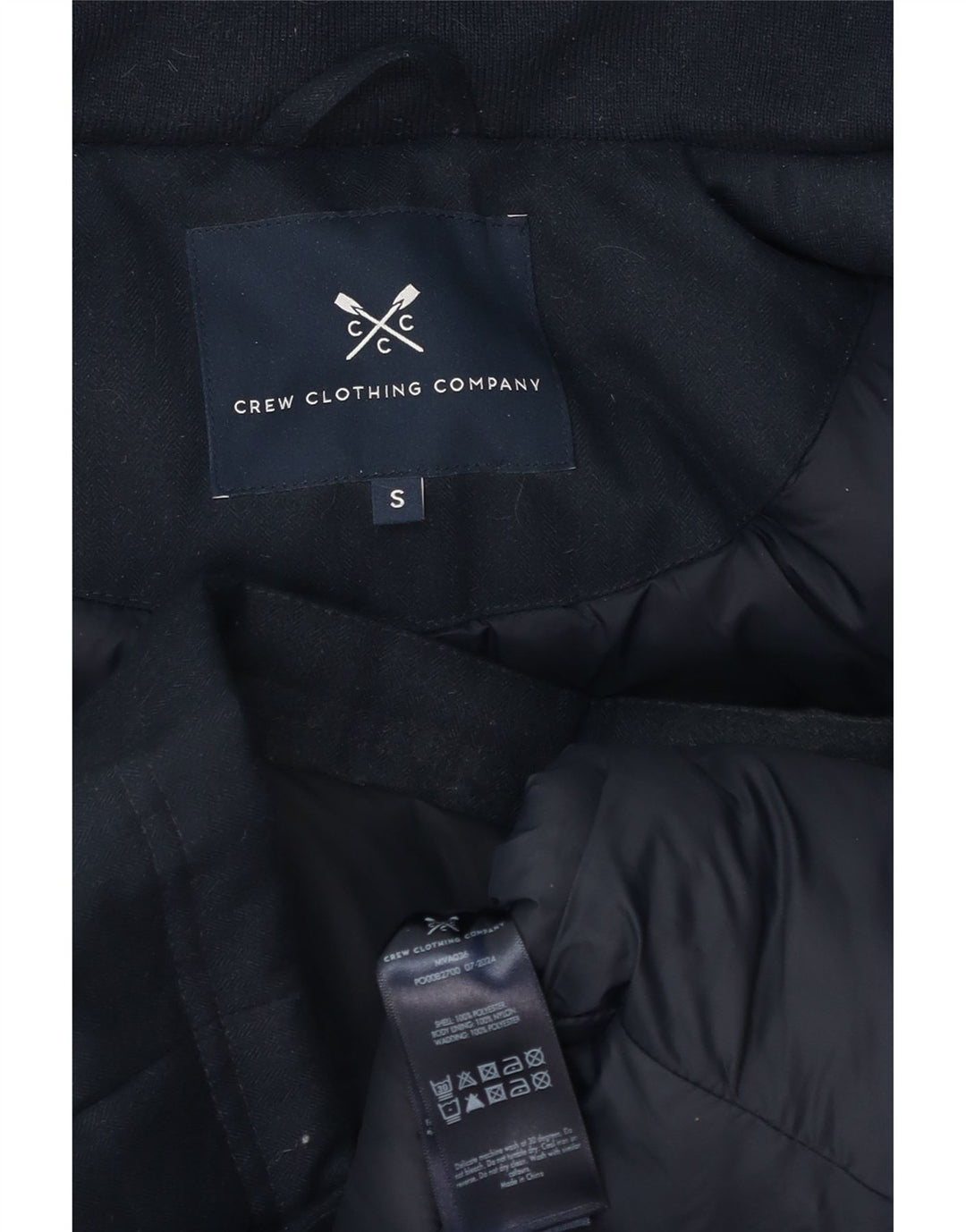 Crew Clothing Wattierte Herrenjacke mit Kapuze, UK 36, Größe S, Marineblau, Polyester