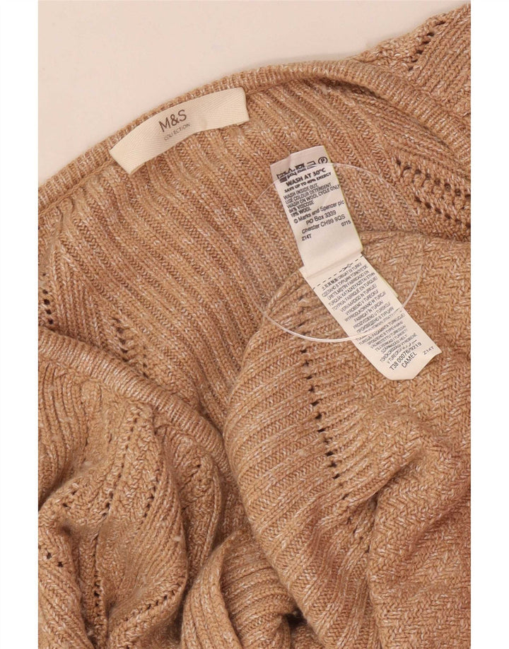 Marks & Spencer Damen Strickjacke Pullover UK 16 Large Beige Viskose