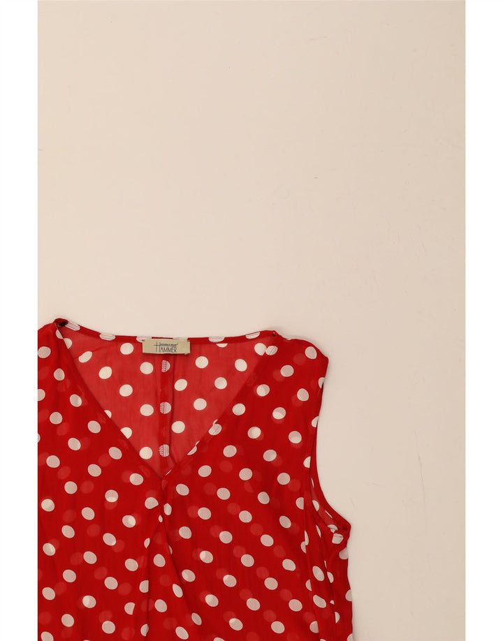 HAMMER Womens Sleeveless Blouse Top UK 14 Medium Red Polka Dot Viscose Vintage Hammer and Second-Hand Hammer from Messina Hembry 