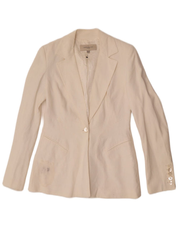 Karen Millen Damen 1-Knopf-Blazerjacke UK 12 Medium Off White Acetate
