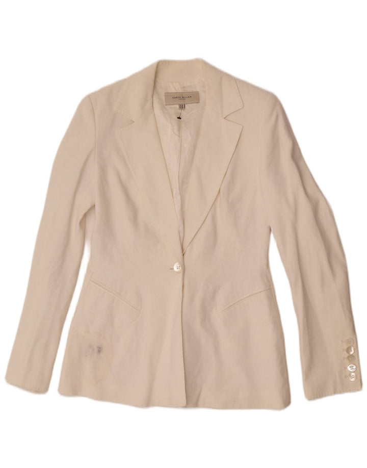 Karen Millen Damen 1-Knopf-Blazerjacke UK 12 Medium Off White Acetate