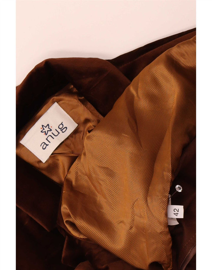 Vintage Damen Velours-Blazerjacke IT 42 Mittelbraunes Polyester