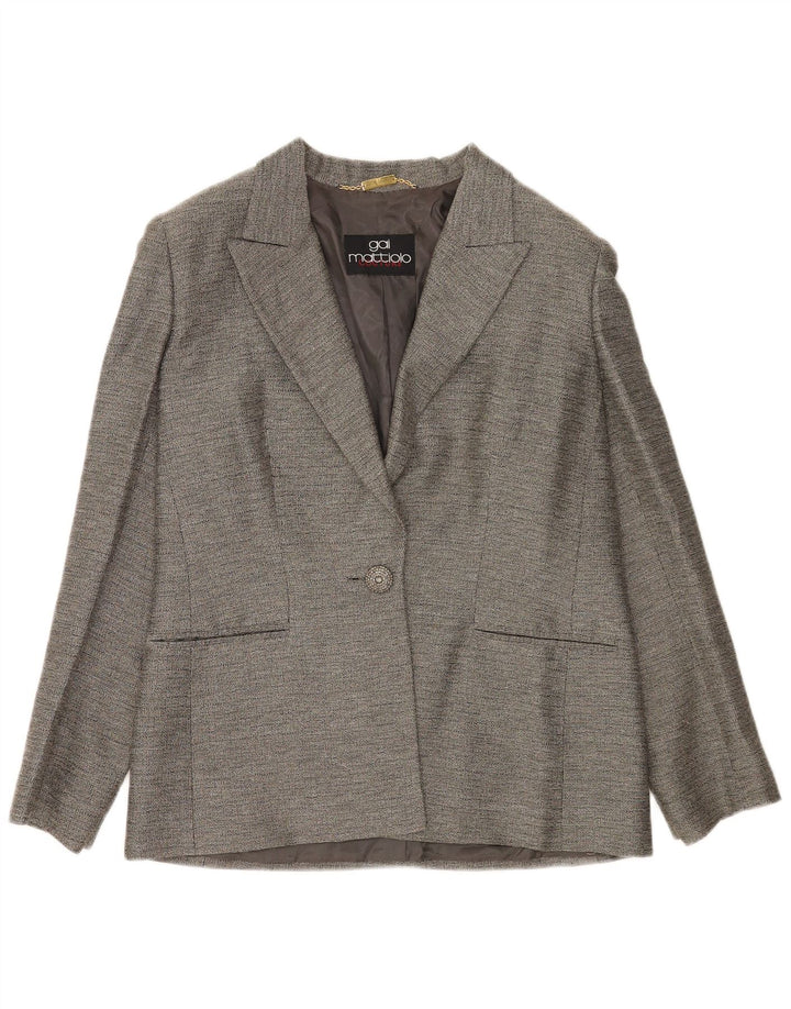 Gai Mattiolo Damen 1-Knopf-Blazerjacke UK 14 Mittelgrau