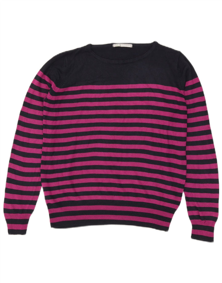 Marks & Spencer Damen-Pullover mit U-Boot-Ausschnitt, Gr. 14, Mittelrosa gestreift
