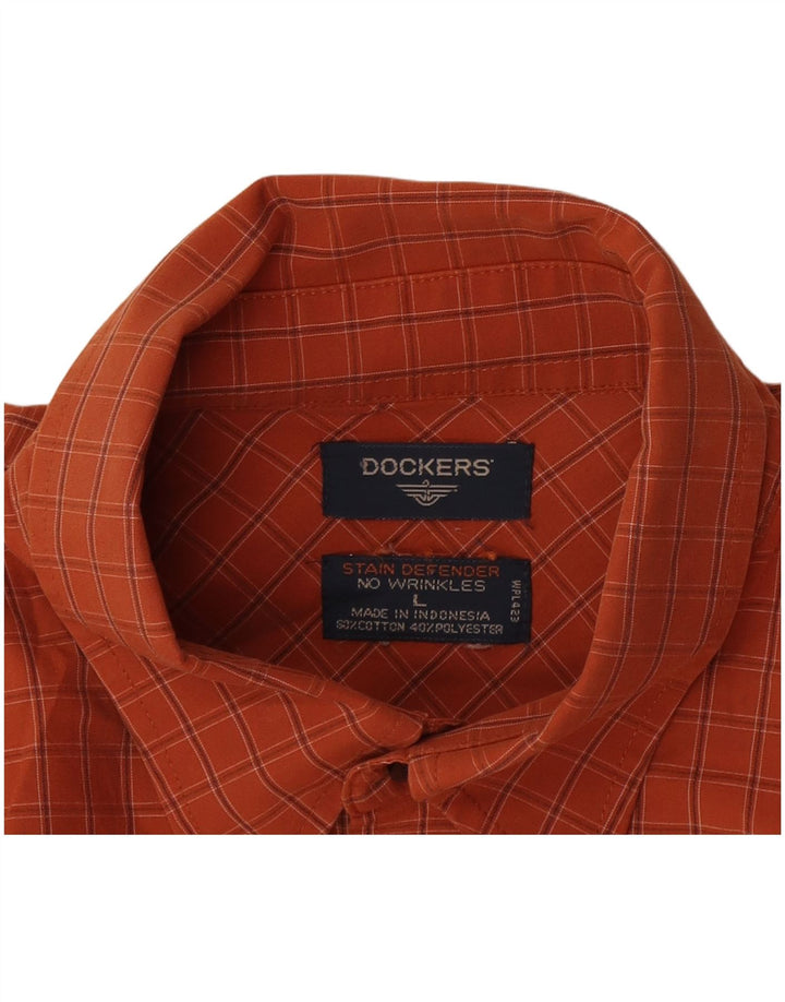 Dockers Herren-Hemd, groß, orange kariert, Baumwolle