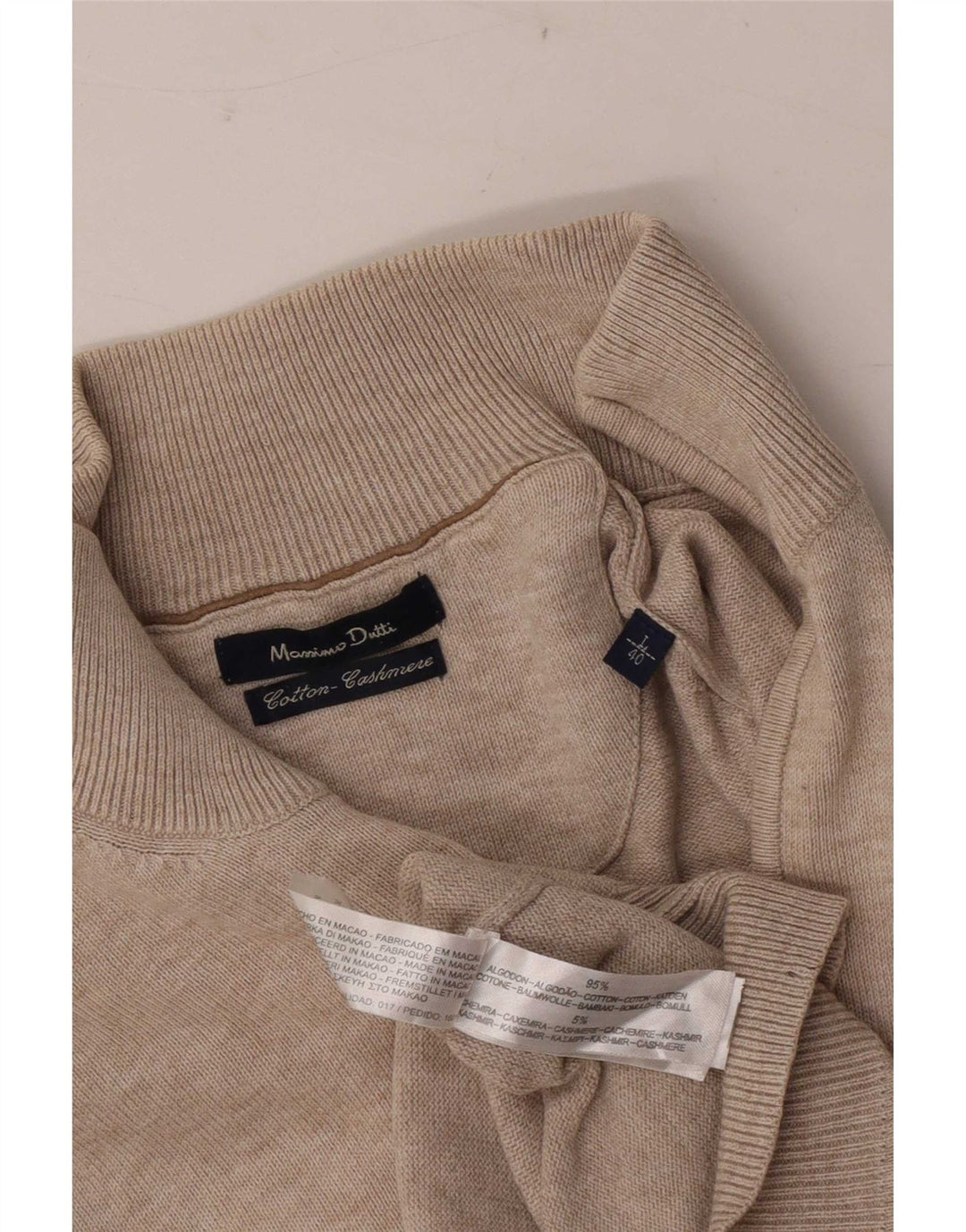 Massimo Dutti Herren-Pullover mit Reißverschluss am Hals, große graue Baumwolle