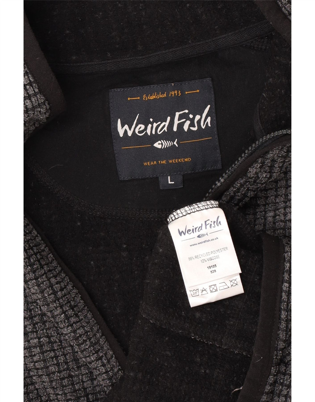 Weird Fish Herren Fleecejacke UK 40 Large Grau Polyester
