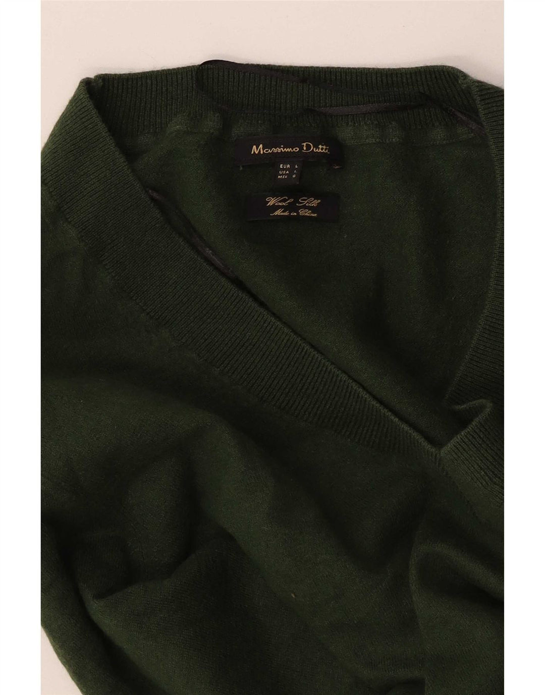 Massimo Dutti Damen Pullover mit V-Ausschnitt, UK 14, Größe L, Grün