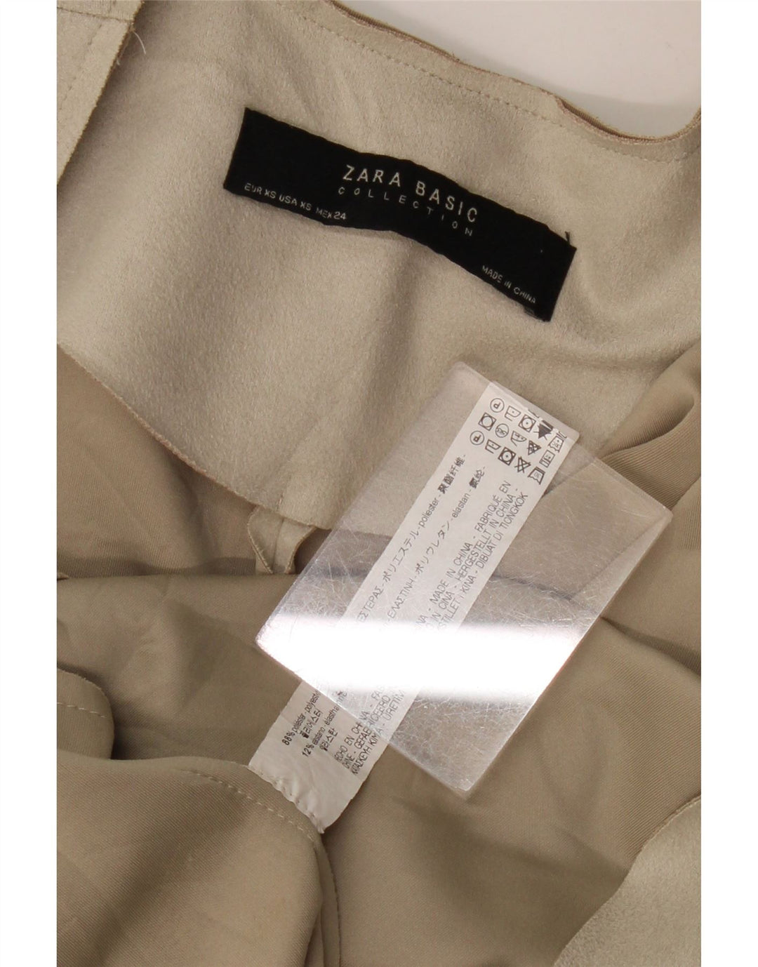 Zara Damen Offener Übergroßer Mantel UK 6 XS Beige Polyester