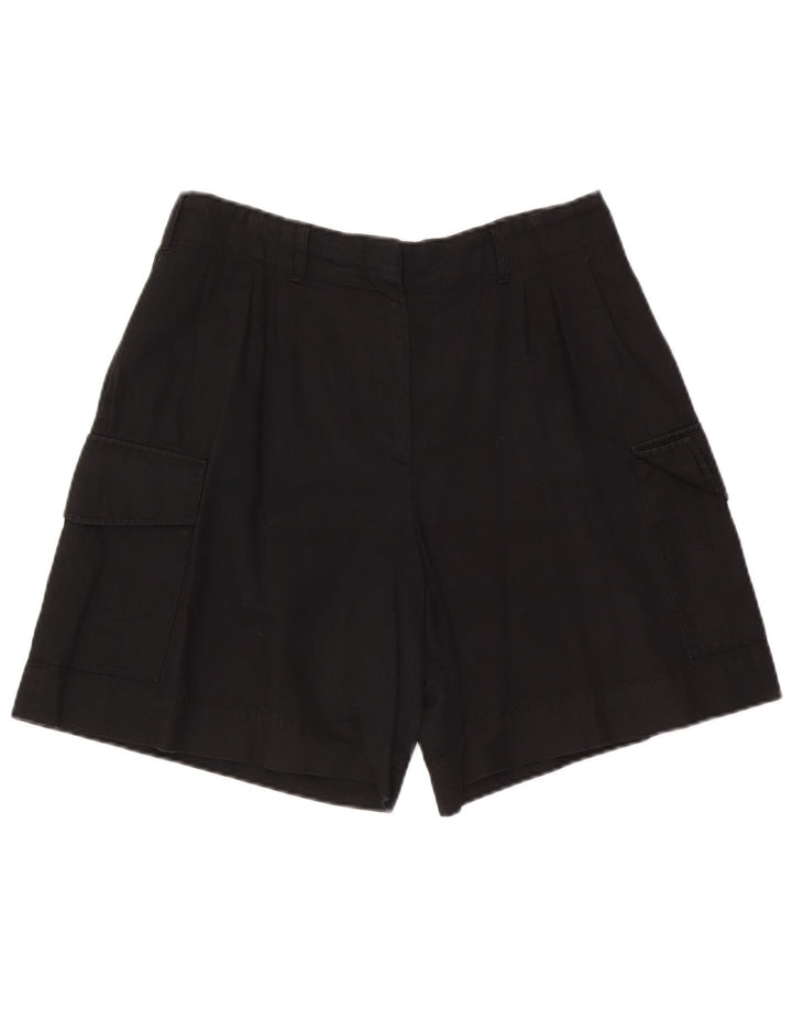 Massimo Dutti Damen Cargoshorts EU 42 Large W32 Schwarze Baumwolle