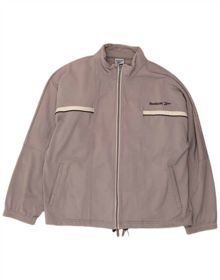 REEBOK Mens Graphic Tracksuit Top Jacket Medium Grey
