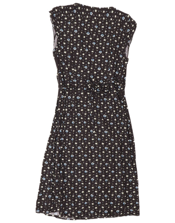 J. Crew Damen Mercantile Ärmelloses Wickelkleid UK 16 Large Schwarz geblümt