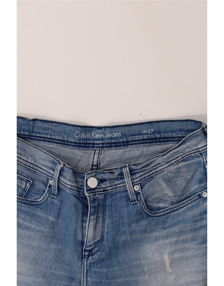 CALVIN KLEIN Womens Distressed Denim Shorts W27 Small Blue Cotton Vintage Calvin Klein and Second-Hand Calvin Klein from Messina Hembry 