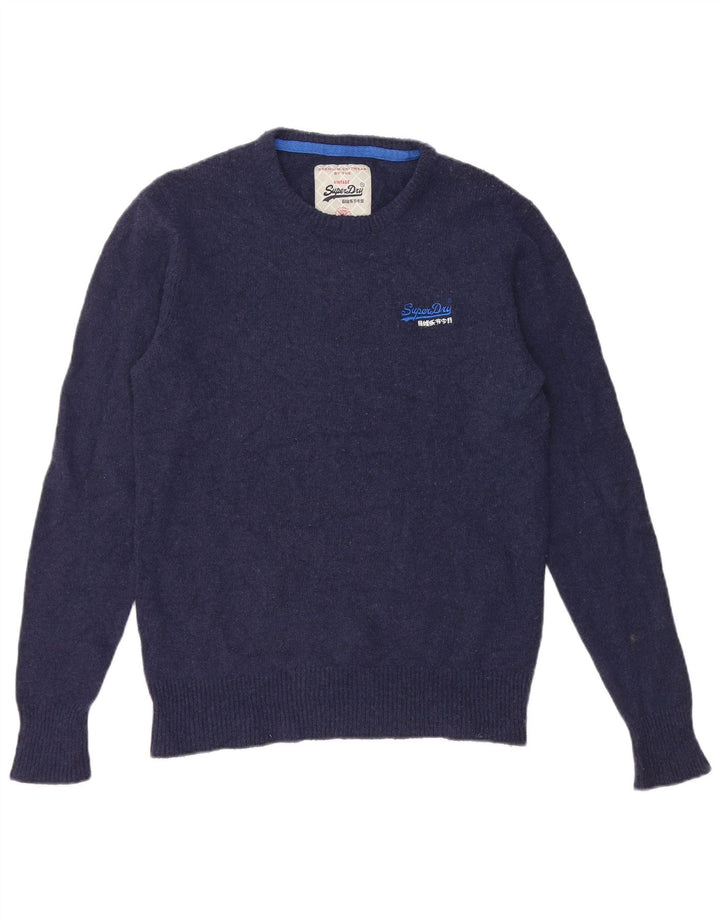Superdry Herren-Pullover mit Rundhalsausschnitt aus Wolle in mittlerem Marineblau