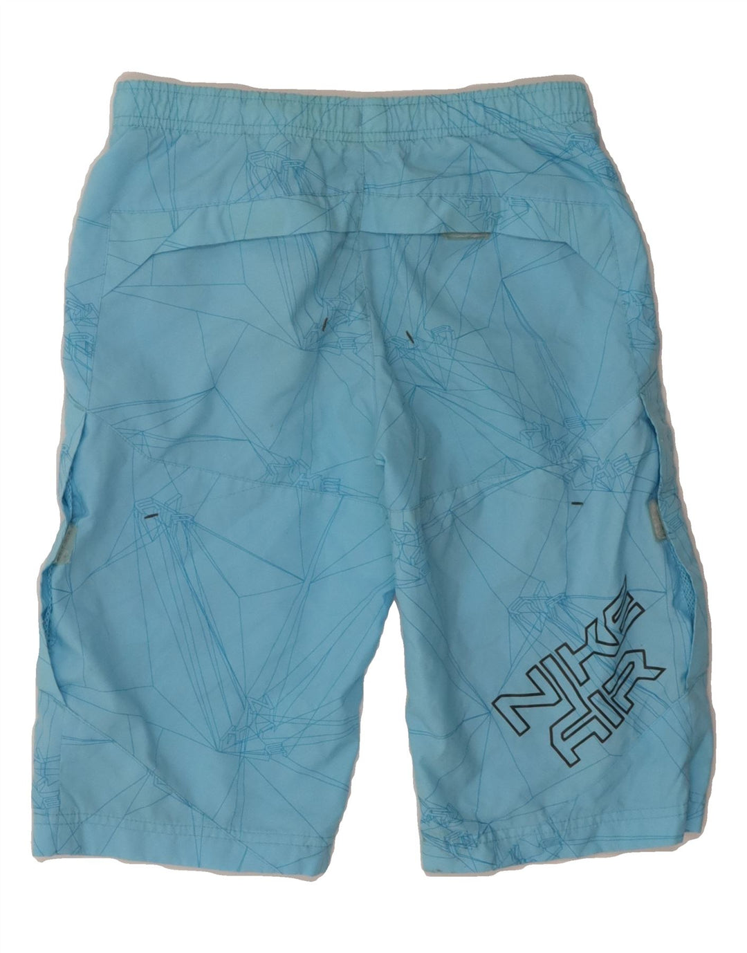 NIKE Boys Graphic Sport Shorts 8-9 Years Small Blue Geometric Polyester Vintage Nike and Second-Hand Nike from Messina Hembry 