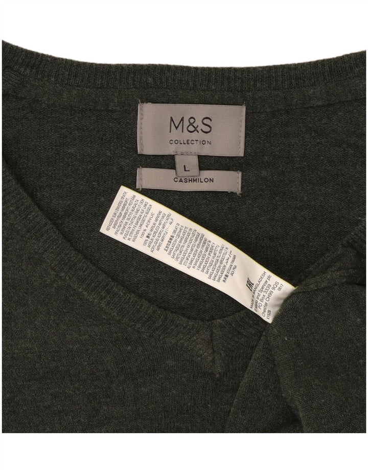 Marks & Spencer Herren-Pullover mit V-Ausschnitt, Größe L, Grün