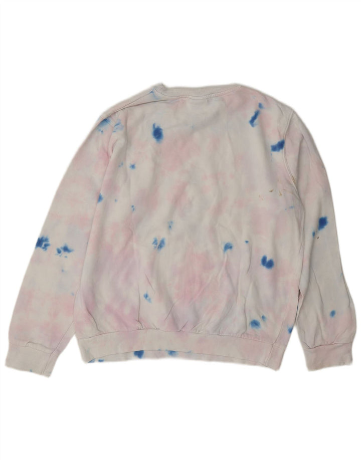 Ellesse Womens Graphic Sweatshirt Pullover UK 12 Mittelweiße Batik-Baumwolle