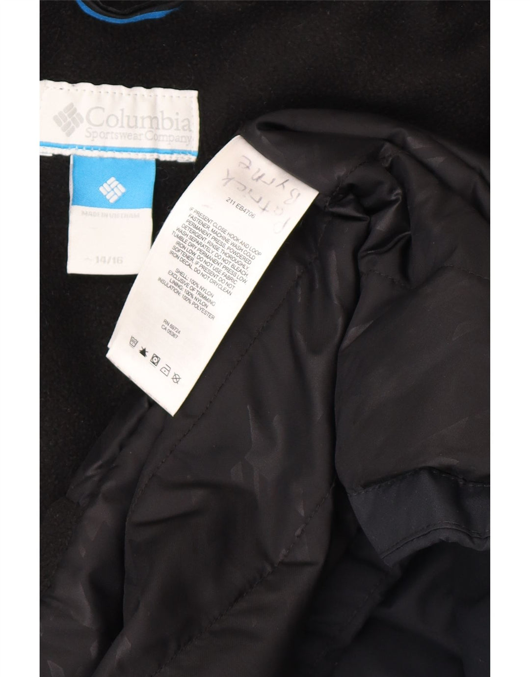 Columbia Windjacke für Jungen, 14–15 Jahre, schwarzes Nylon