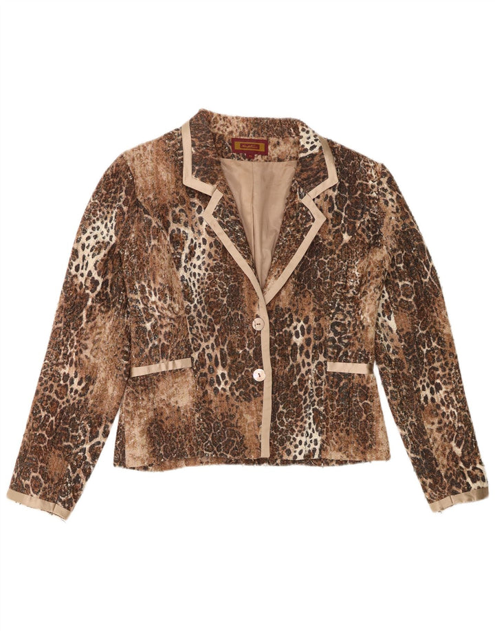 Renato Nucci Damen 2-Knopf-Blazerjacke IT 42 Mittelbrauner Tierdruck