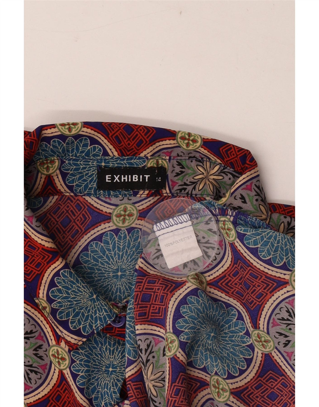 Exibit Damen-Hemdbluse, UK 14, groß, mehrfarbig, geometrisch, Polyester