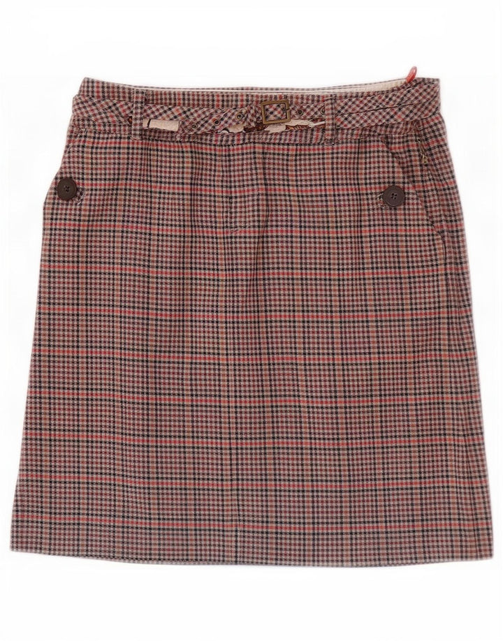 Ben Sherman Damen Minirock Small W27 Braun karierte Baumwolle