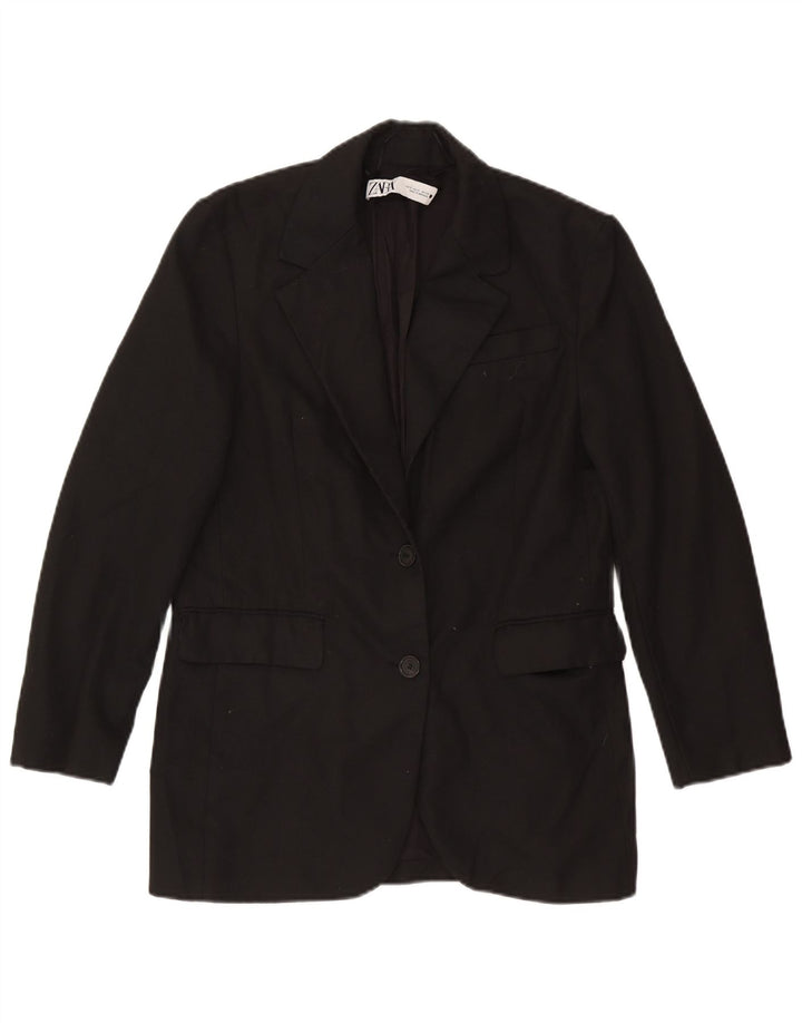 Zara Damen 2-Knopf-Blazerjacke UK 10 Small Schwarze Viskose