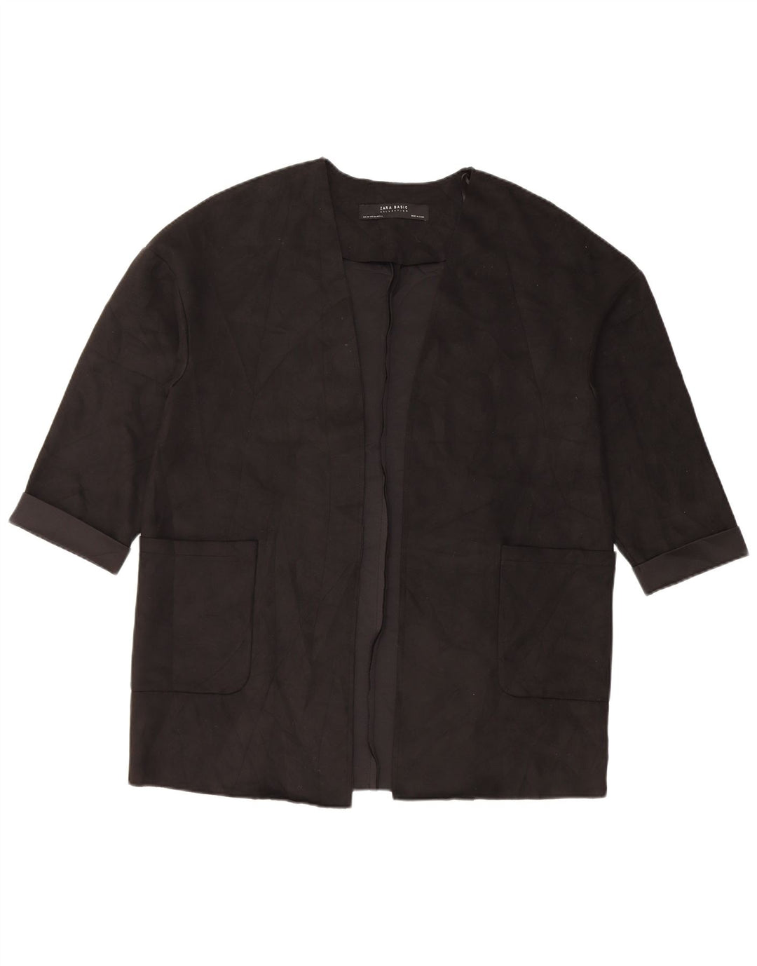 Zara Damen-Blazer, übergroß, 3/4-Ärmel, offen, Gr. 6, XS, Schwarz, Polyester