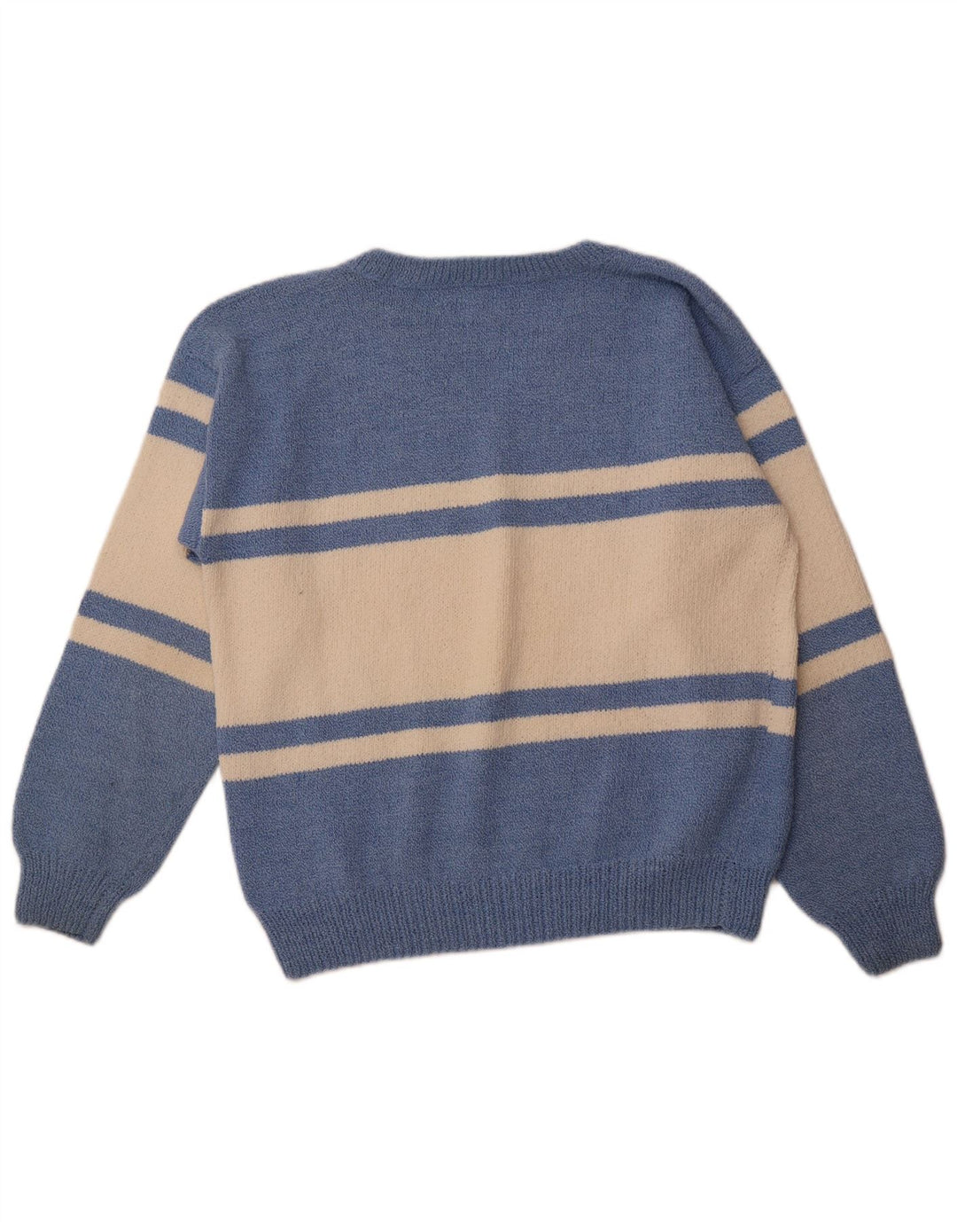 VINTAGE Herren-Pullover mit V-Ausschnitt, groß, blau, Farbblock