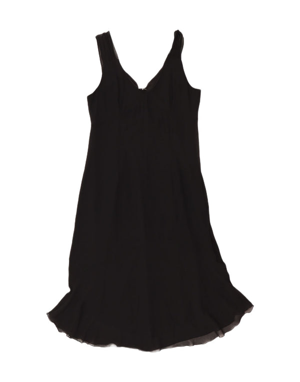 Maska Damen ärmelloses A-Linien-Kleid UK 14 Mittelschwarze Seide
