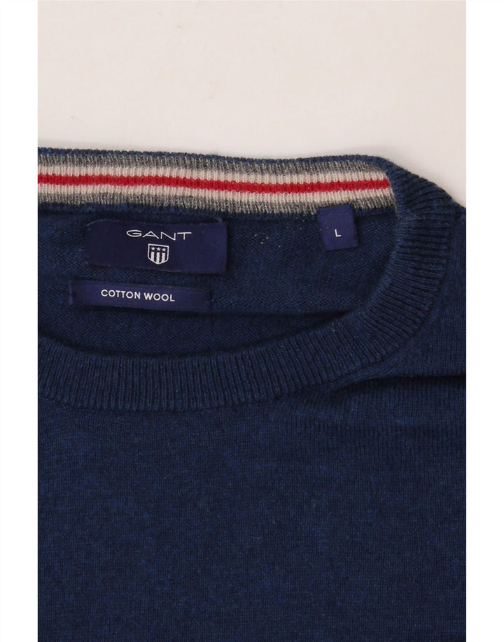 GANT Herren-Pullover mit Rundhalsausschnitt, groß, marineblaue Baumwolle