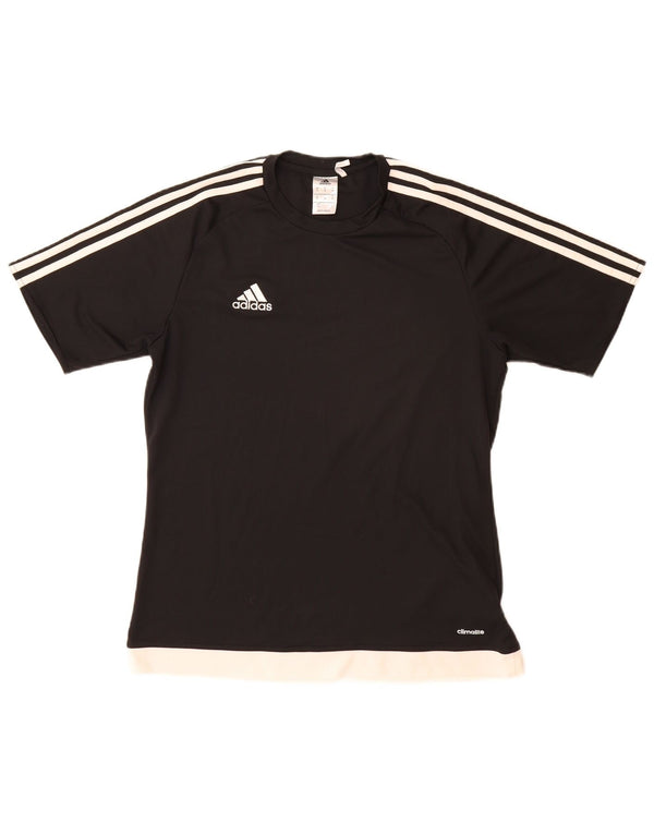 ADIDAS Mens Climalite T-Shirt Top Medium Black Colourblock Polyester