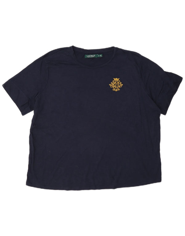Ralph Lauren Damen T-Shirt Top UK 20 2XL Marineblau Baumwolle