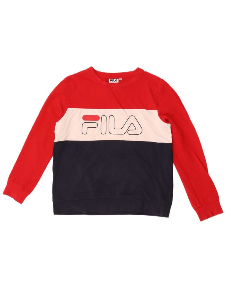 Fila Herren-Sweatshirt mit Grafik, klein, mehrfarbig, Colourblock-Baumwolle