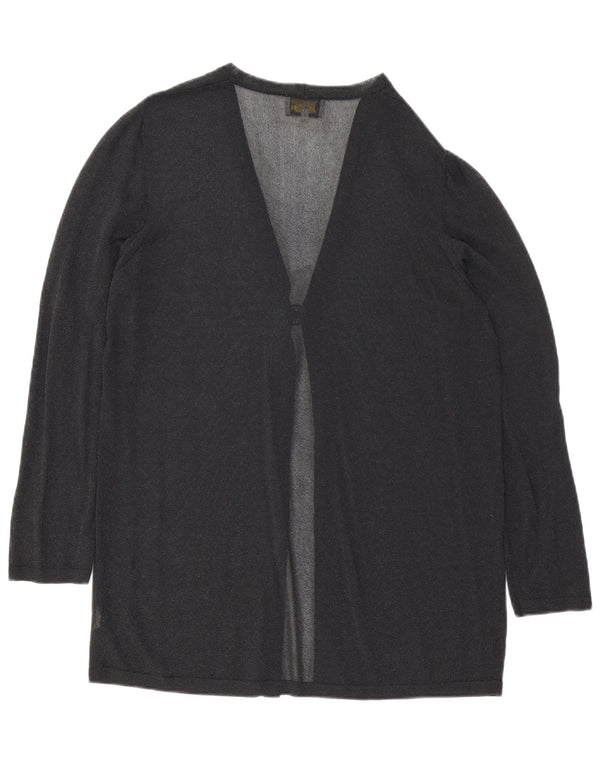 Luisa Spagnoli Damen Durchsichtiges Cardigan-Oberteil UK 14 Mittelschwarze Viskose