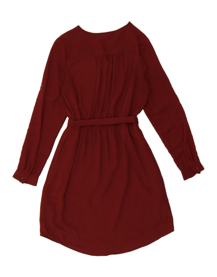 MOSSIMO Womens Long Sleeve A-Line Dress UK 10 Small Burgundy Polyester Vintage Mossimo and Second-Hand Mossimo from Messina Hembry 