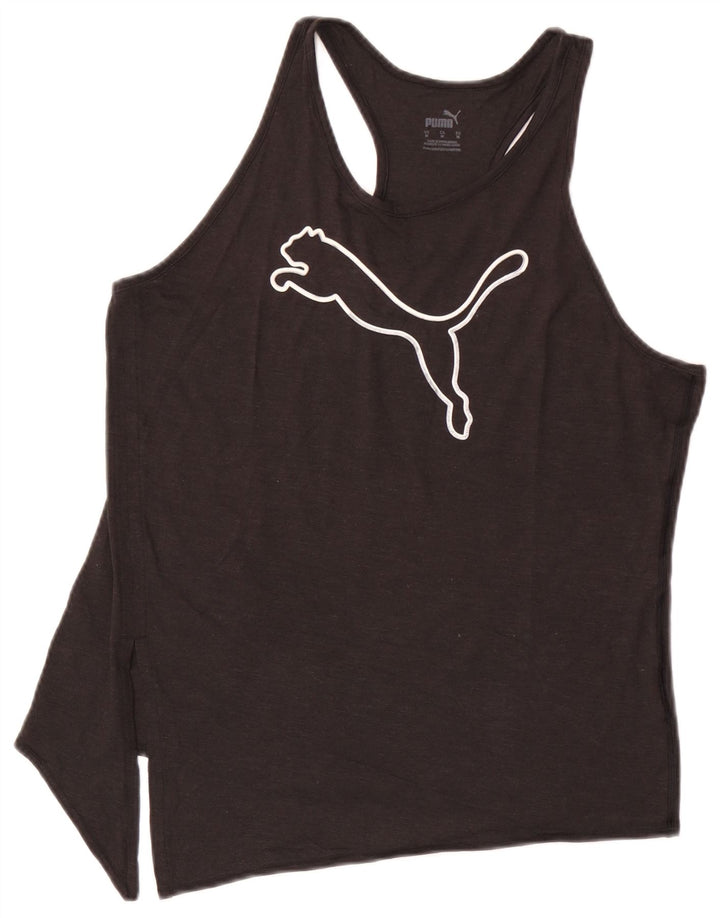 Puma Damen Asymmetric Graphic Vest Top UK 14 Medium Schwarz