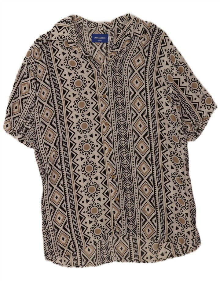 Jack & Jones Herren Kurzarmhemd Kleine weiße geometrische Viskose
