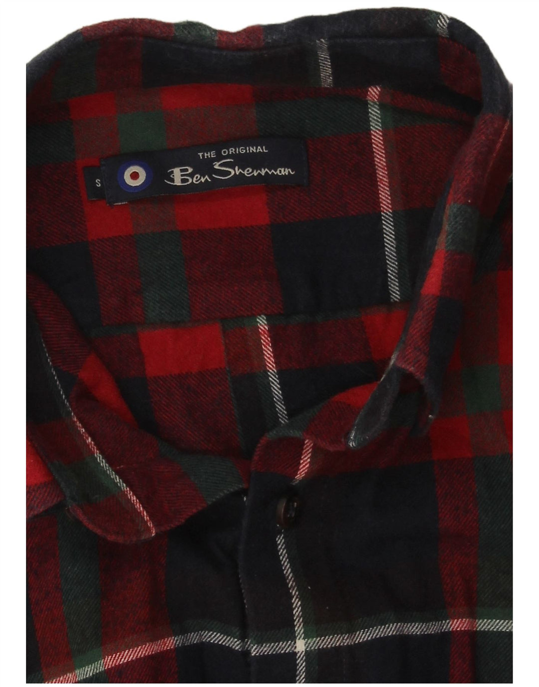 Ben Sherman Herren-Flanellhemd, klein, marineblau, kariert, Baumwolle