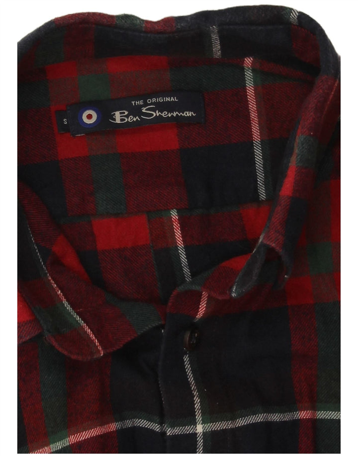 Ben Sherman Herren-Flanellhemd, klein, marineblau, kariert, Baumwolle