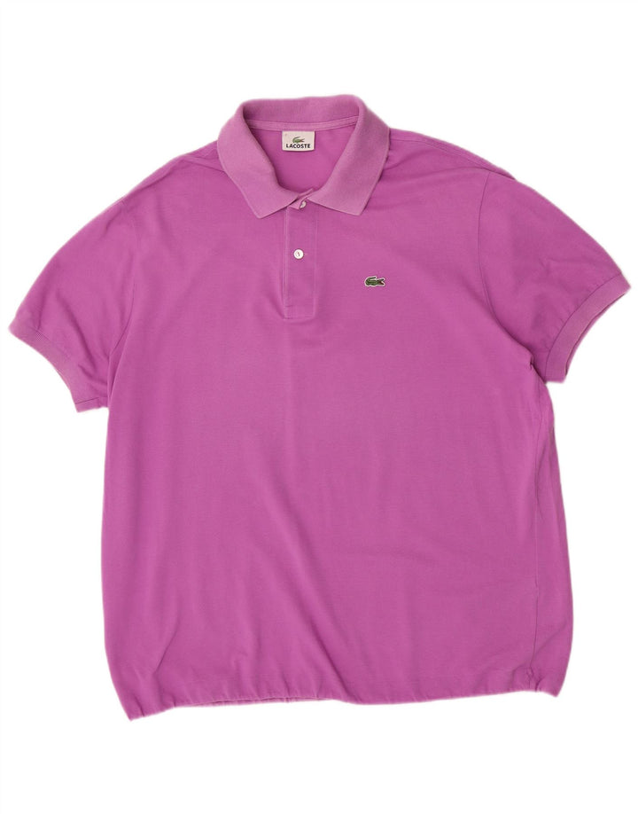 Lacoste Herren Poloshirt Größe 7 2XL Lila Baumwolle