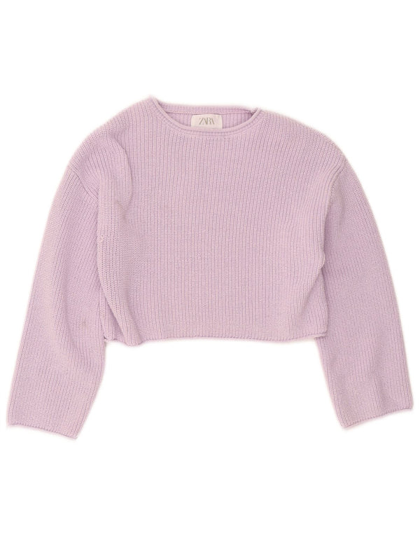 Zara Crop-Pullover mit U-Boot-Ausschnitt für Mädchen, 13–14 Jahre, lila, Polyester