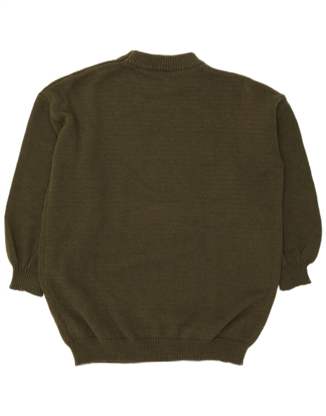 Vintage Herren Pullover mit Rundhalsausschnitt, groß, Khaki, Polyester