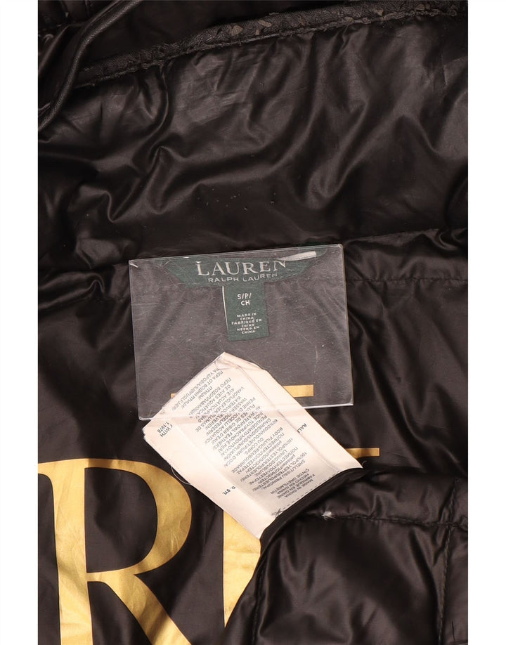 Ralph Lauren Wattierte Damenjacke mit Kapuze, UK 10, Größe S, Schwarz, Polyester