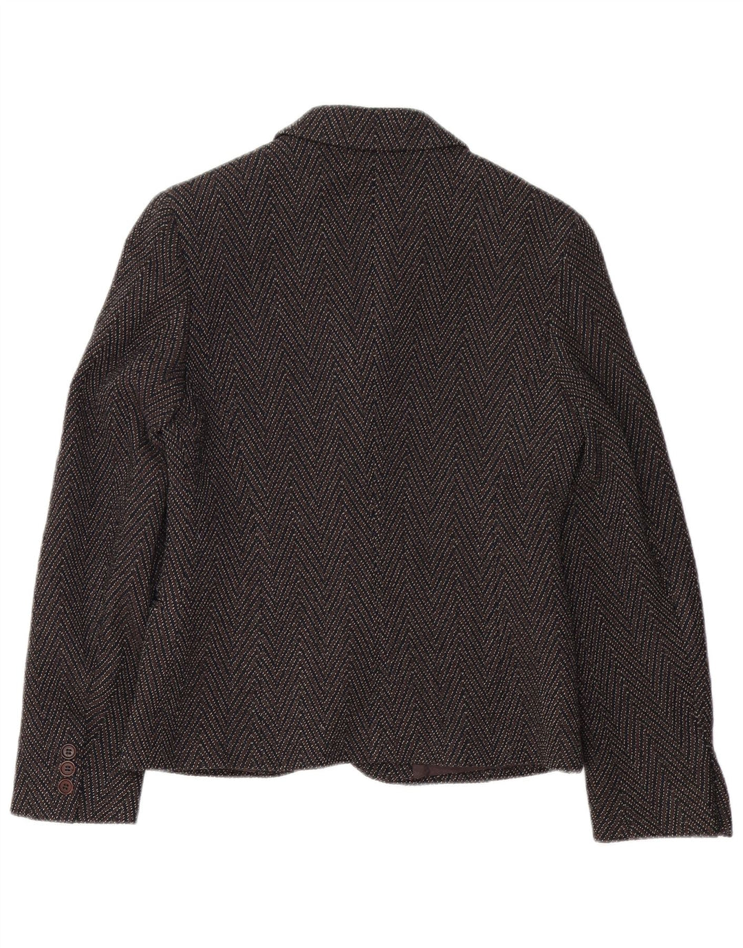 Max Mara Damen-Blazerjacke mit 3 Knöpfen, Gr. 8, Braun, Chevron-Wolle